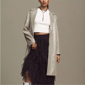 Anthropologie Mare Mare gray silver sequin long line jacket